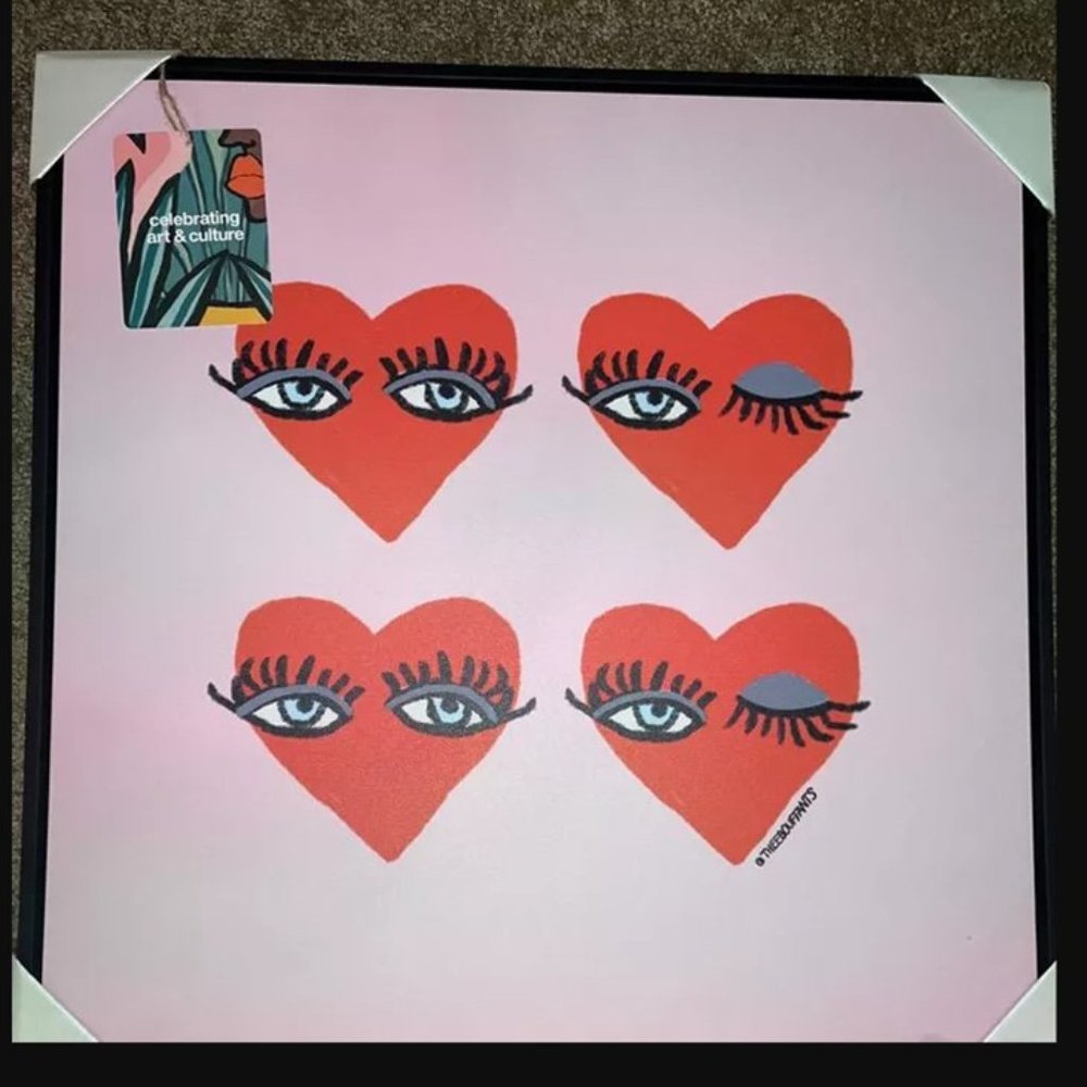 KENDRA DANDY 20" x 20" 4 Hearts Framed Wall Canvas  🥰  NEW!!!! - Picture 6 of 7